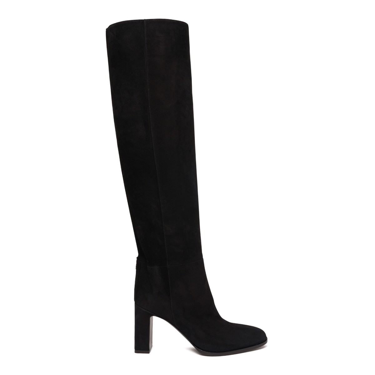 Black Suede Over-the-Knee Boots.