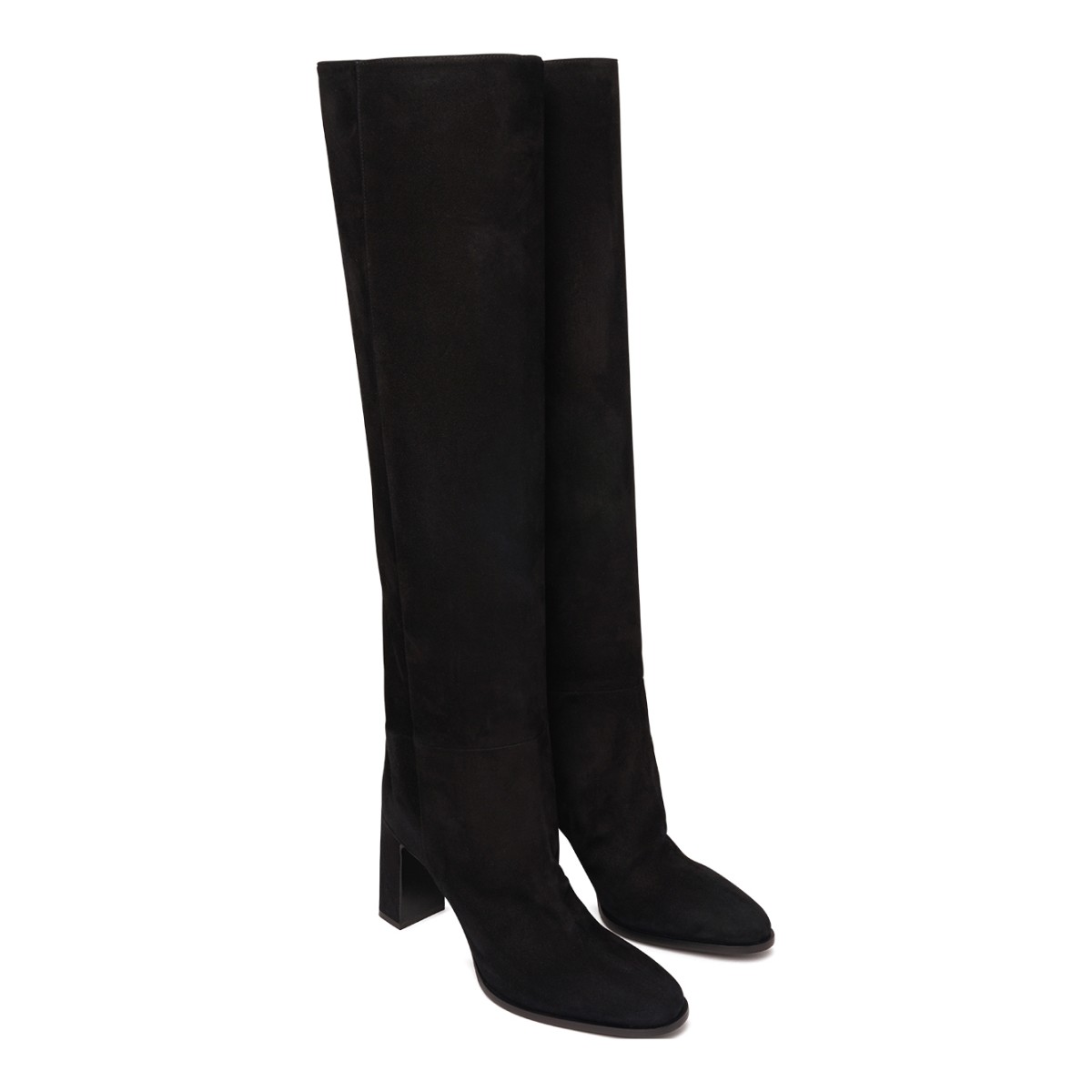 Black Suede Over-the-Knee Boots.