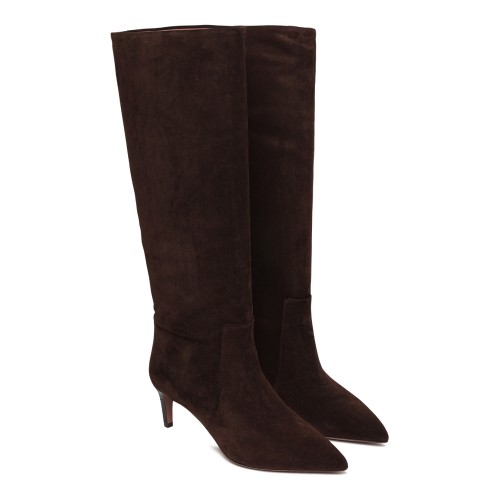 Brown Suede Knee-High Boots. 2