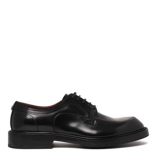Black Leather Derby Shoes.
