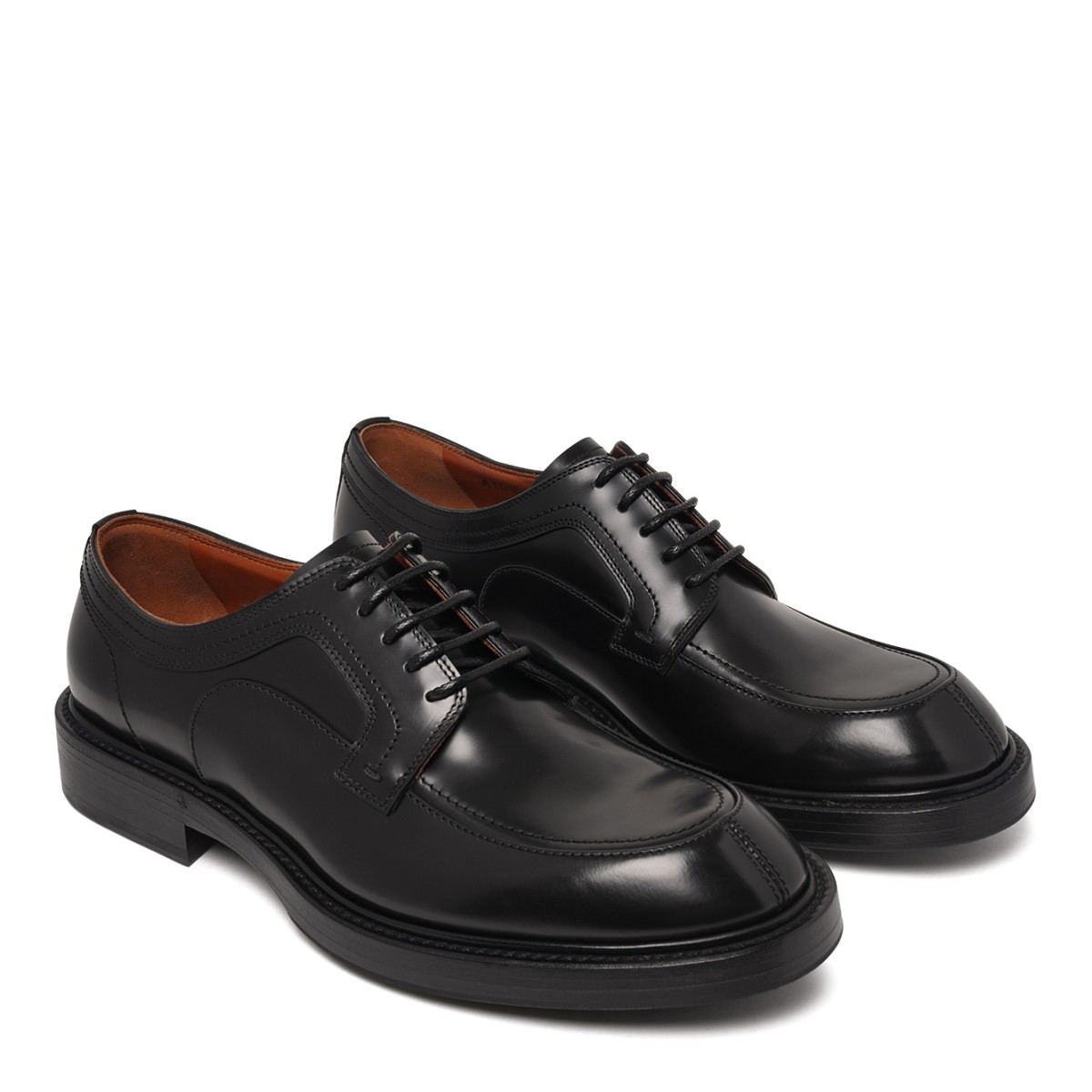 Black Leather Derby Shoes.