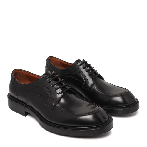 Black Leather Derby Shoes.