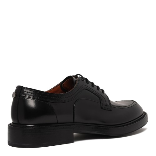Black Leather Derby Shoes.