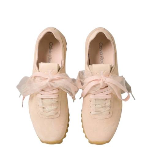 Beige Suede Sneakers.