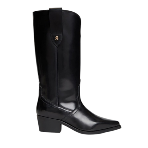 Black Leather Knee-High Boots.