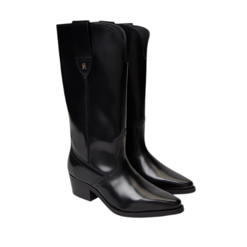 Black Leather Knee-High Boots. 2