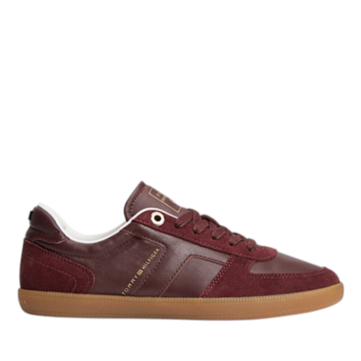 Burgundy Suede Sneakers.