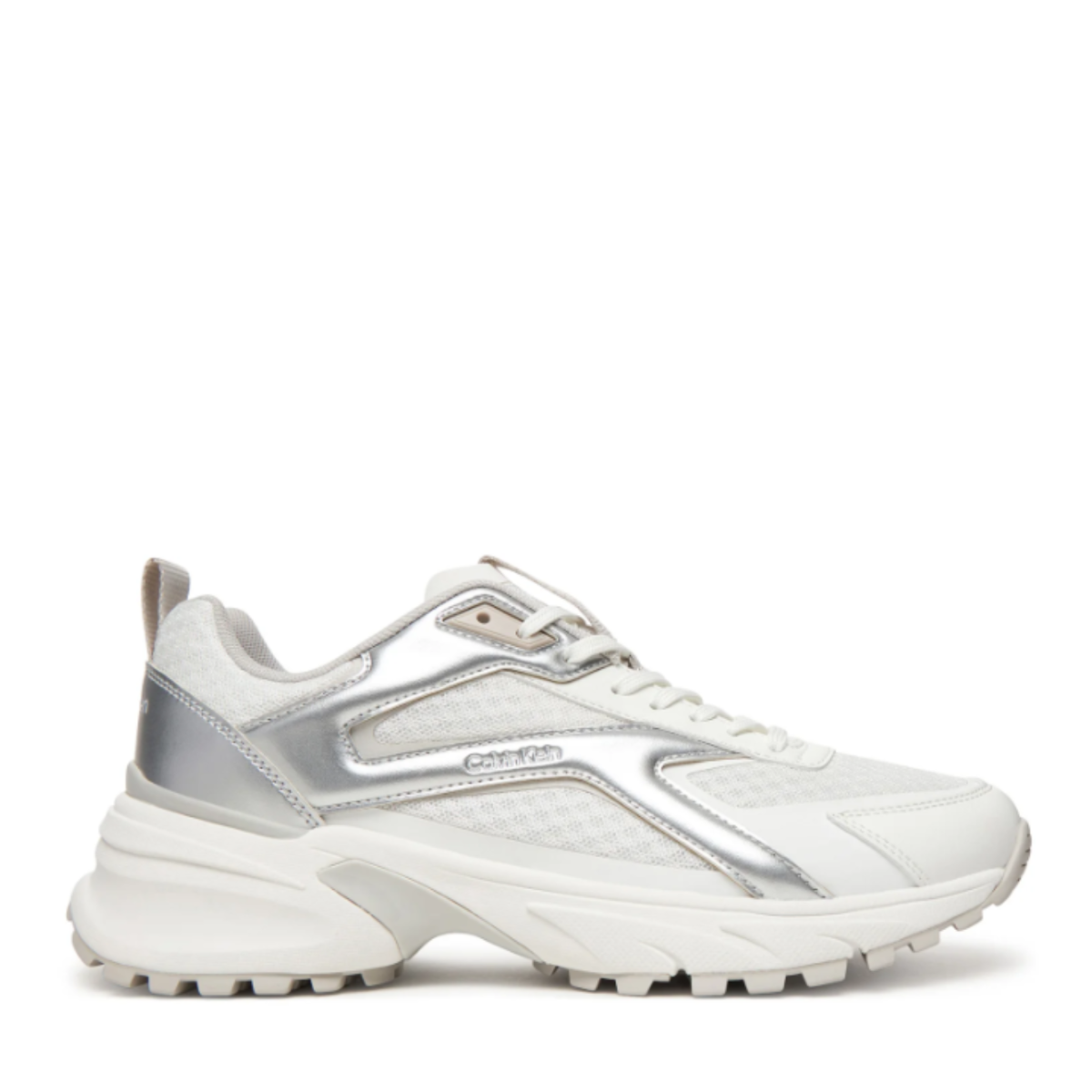 White and Silver Sneakers.