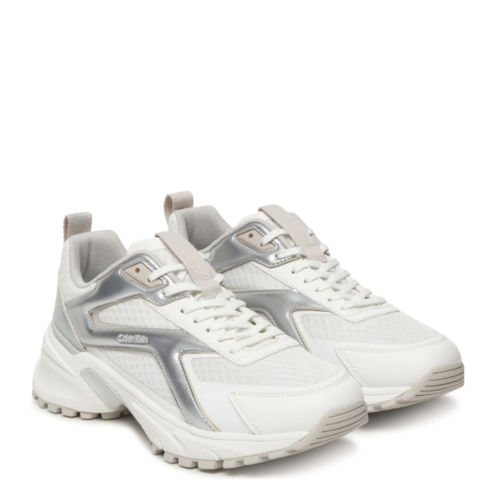 White and Silver Sneakers.