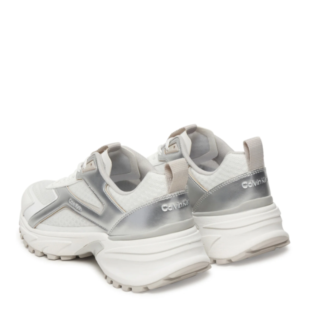 White and Silver Sneakers.