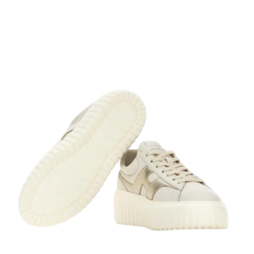 White and Silver Platform Sneakers.