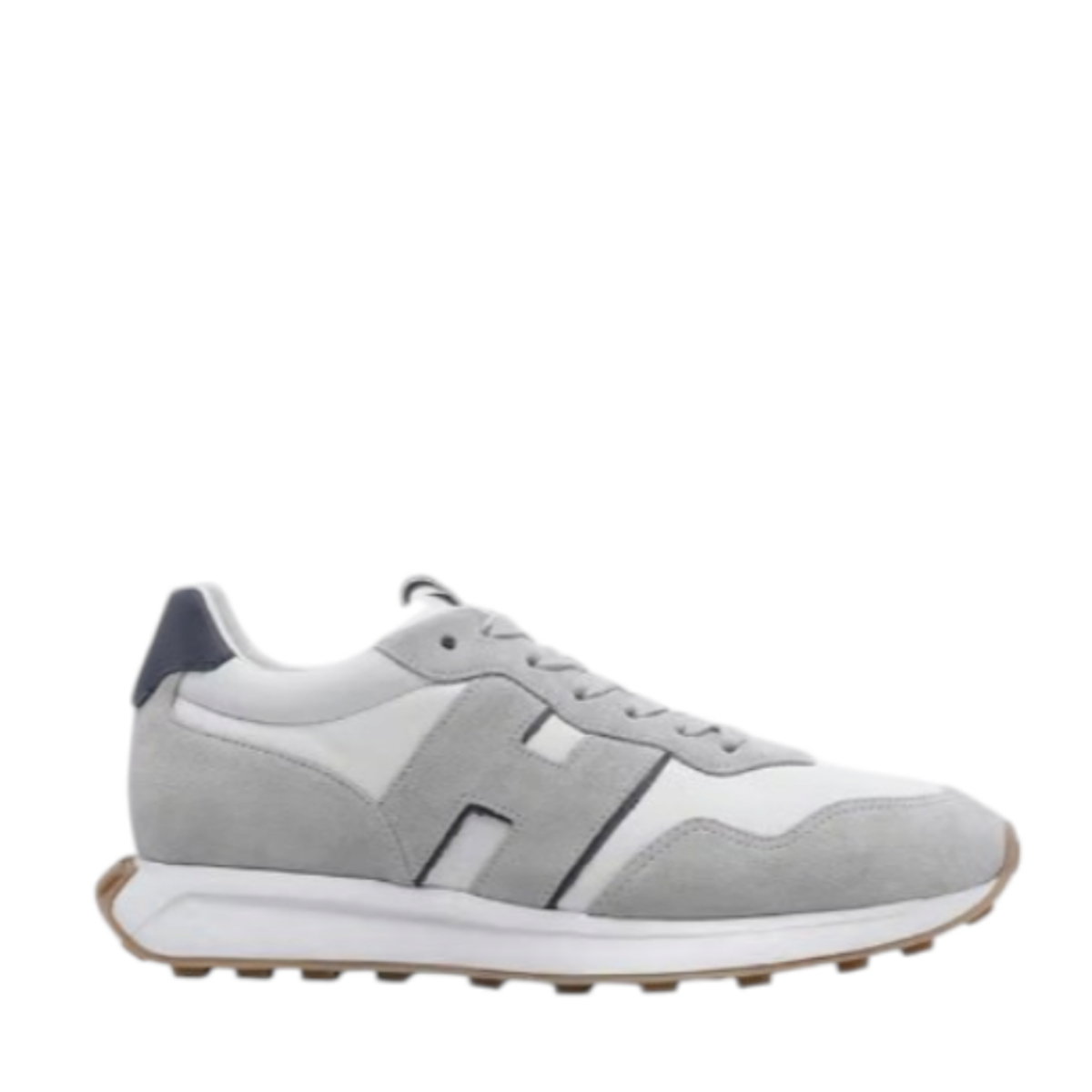 Grey and White Sneakers.