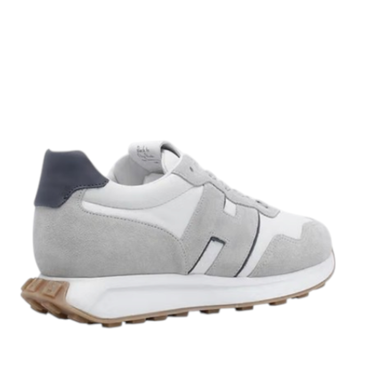 Grey and White Sneakers.