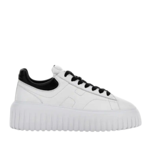 White and Black Platform Sneakers.