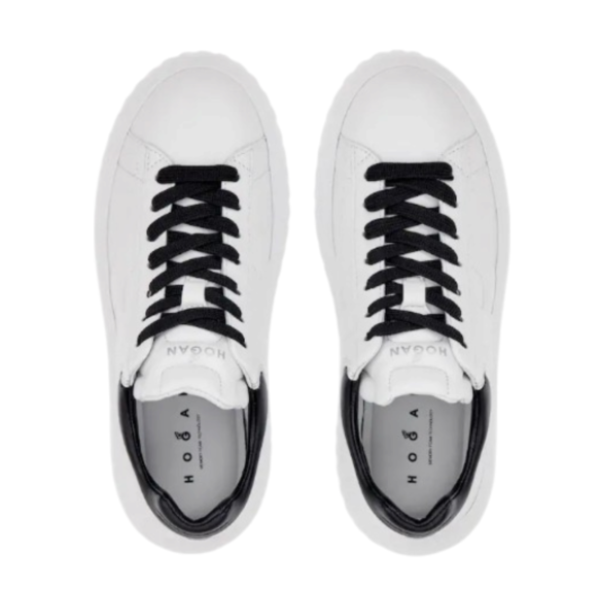 White and Black Platform Sneakers.