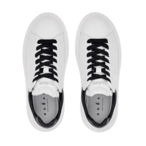 White and Black Platform Sneakers.