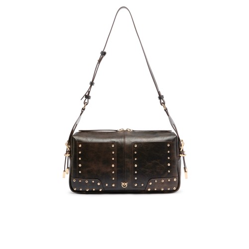 Black Studded Shoulder Bag.