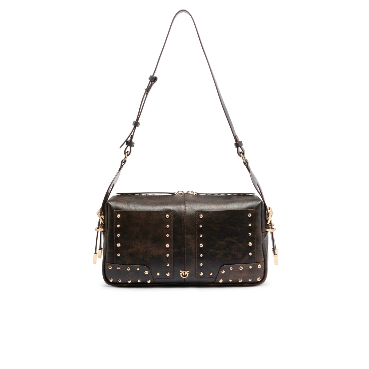 Black Studded Shoulder Bag.