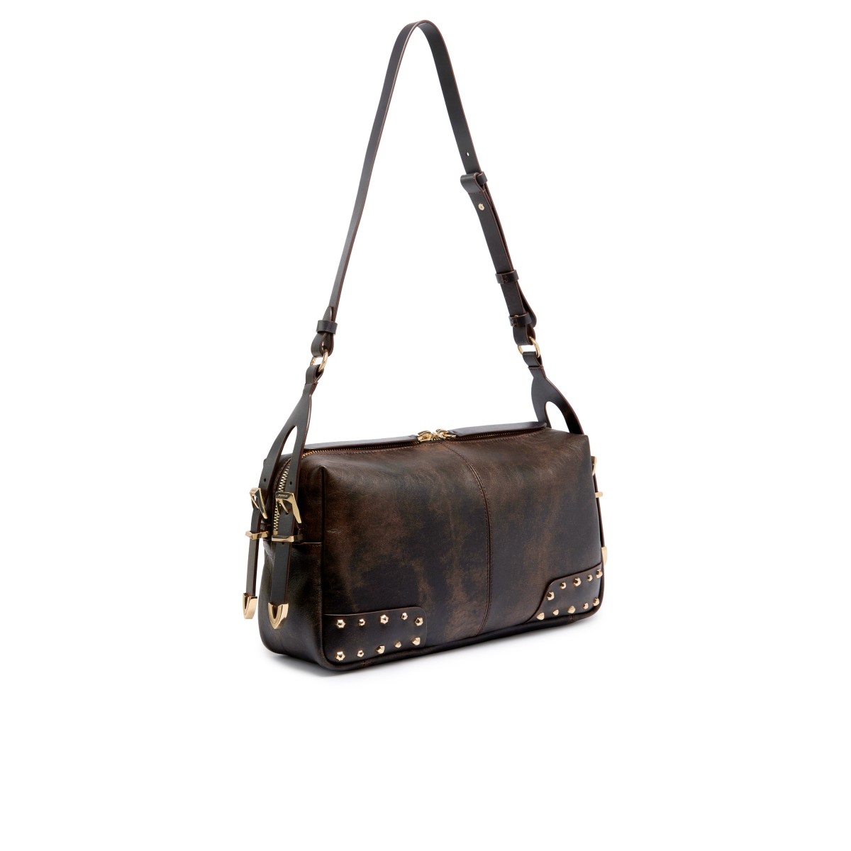 Black Studded Shoulder Bag.