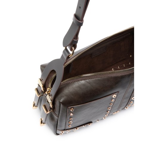 Black Studded Shoulder Bag.