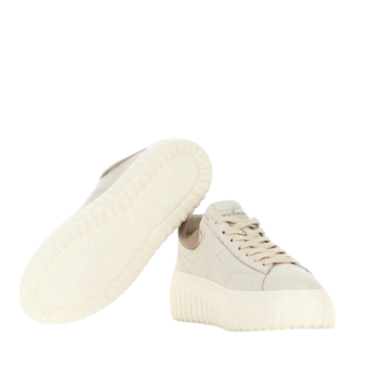 Beige Platform Sneakers.