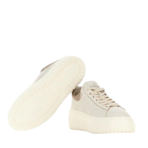 Beige Platform Sneakers.