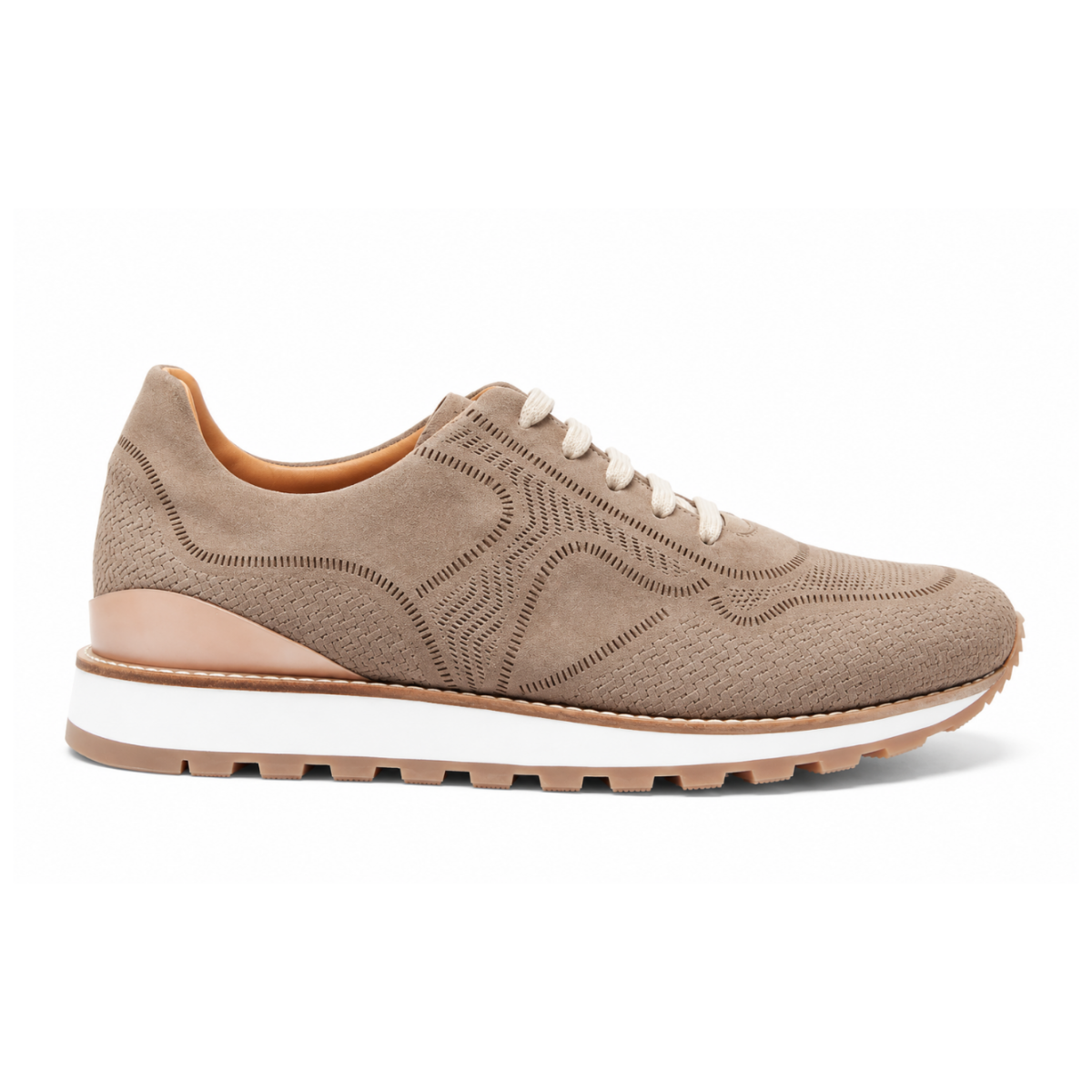 Beige Suede Sneakers.