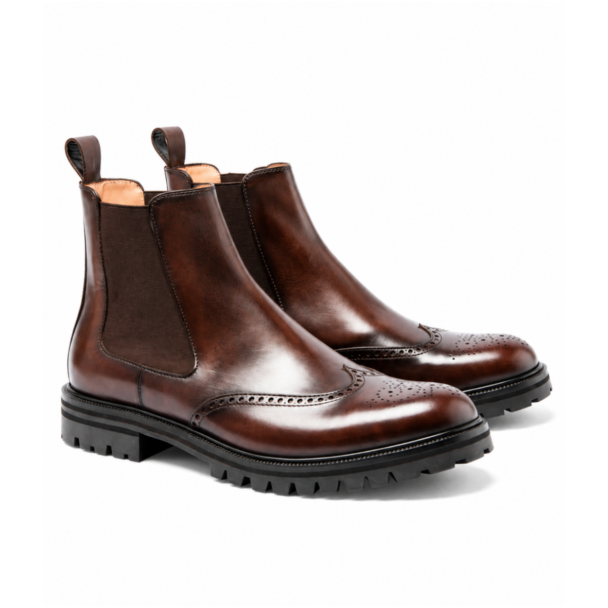 Brown Leather Chelsea Boots.