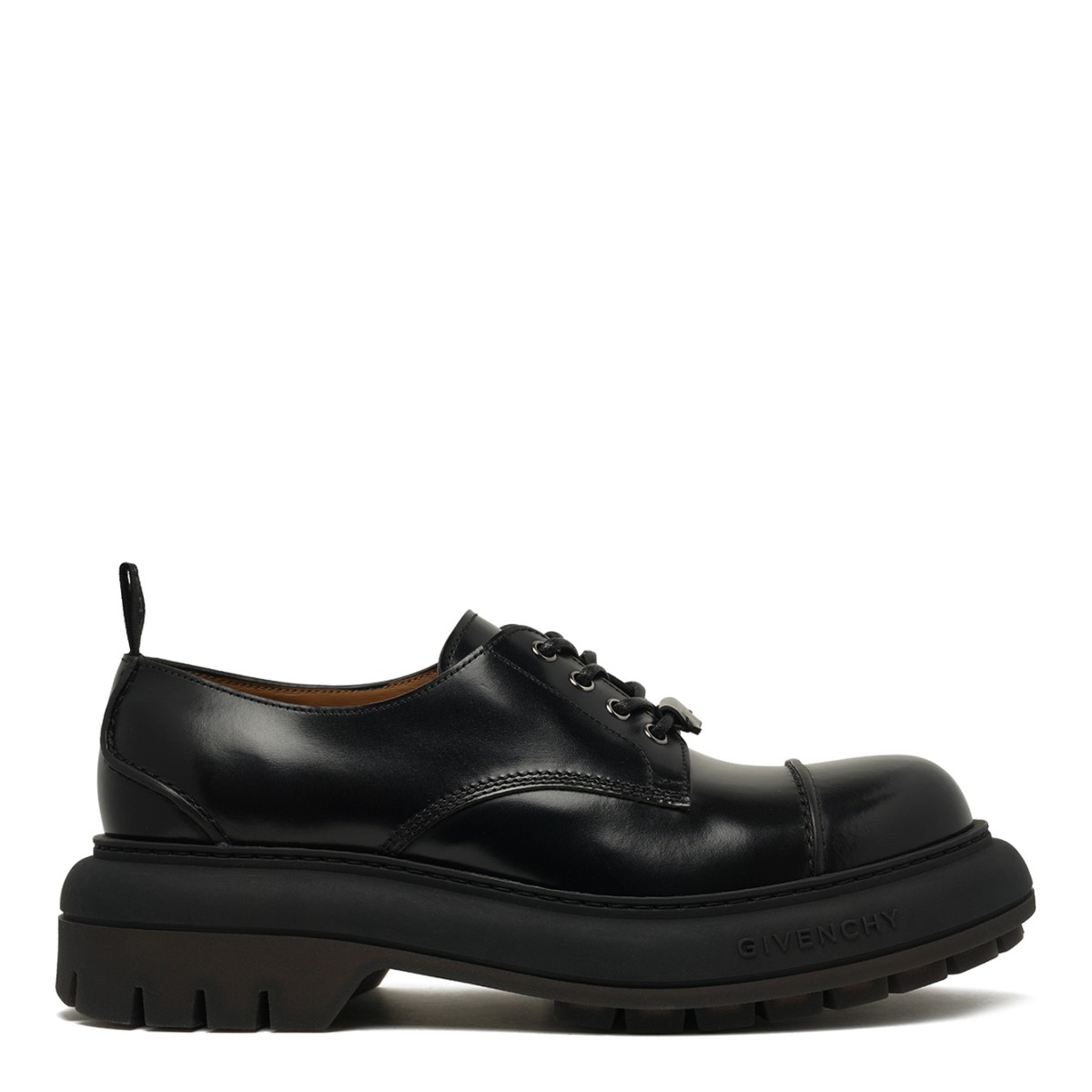 Black Leather Lace-Up Shoes.