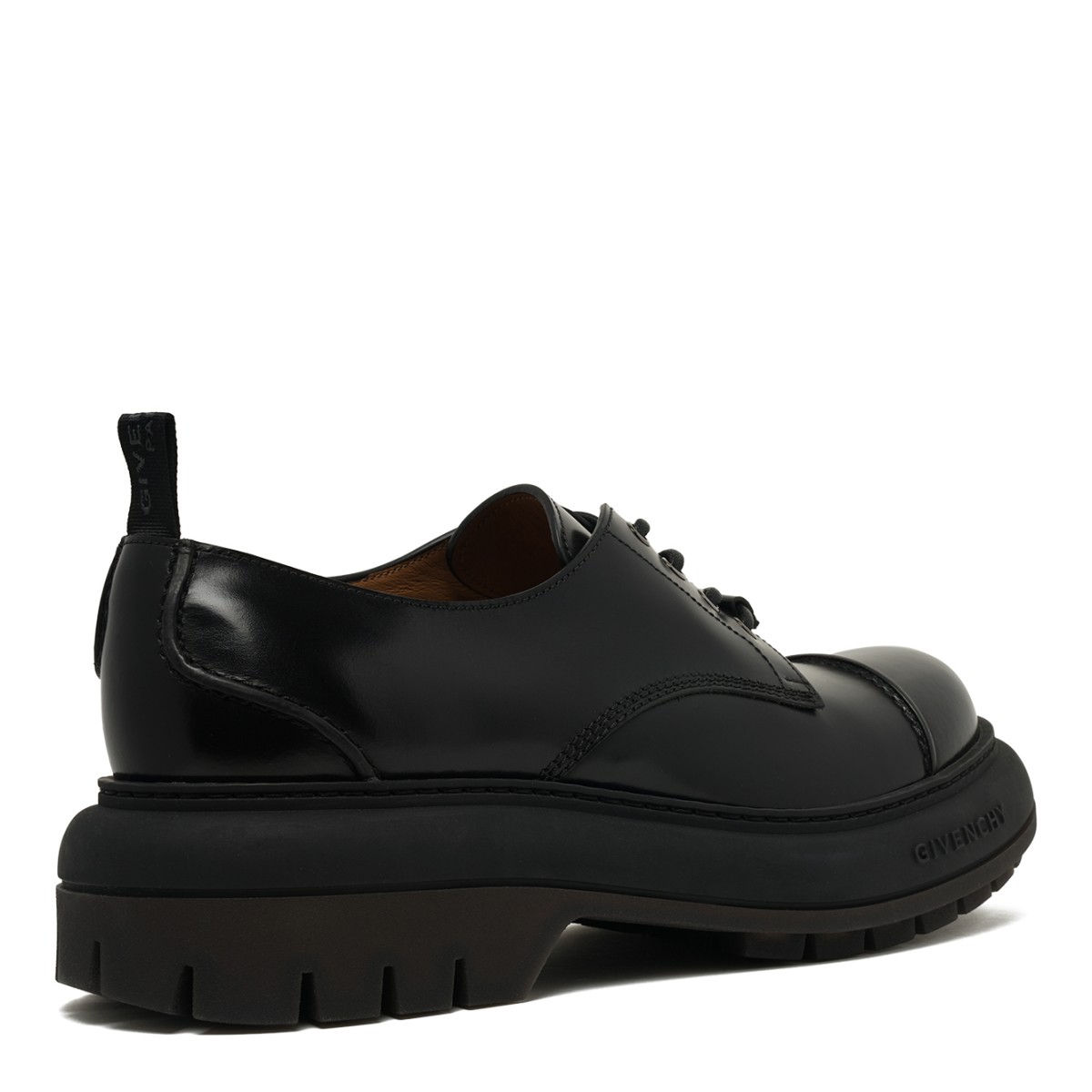 Black Leather Lace-Up Shoes.