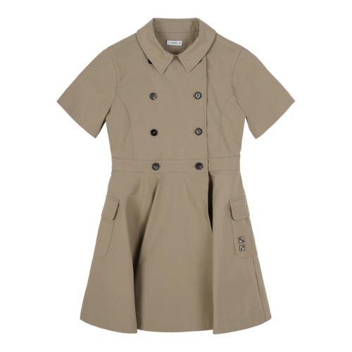 Beige Double-Breasted Dress.