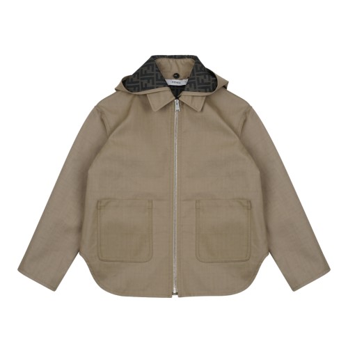 Beige Hooded Jacket.