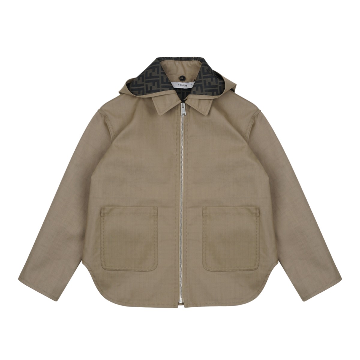Beige Hooded Jacket.