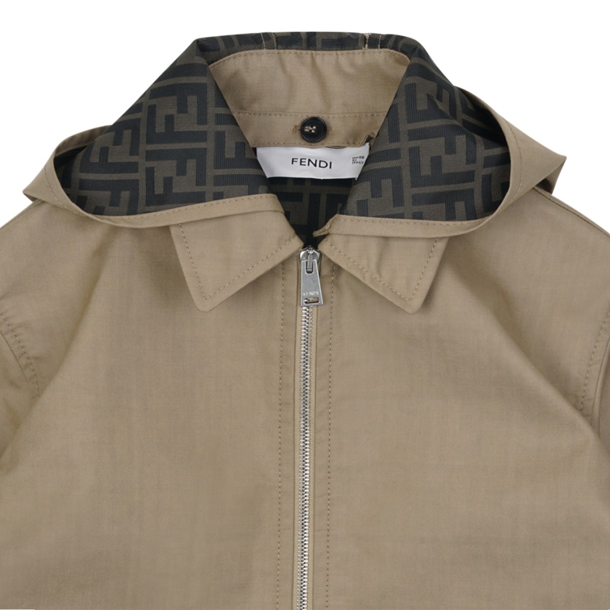 Beige Hooded Jacket.