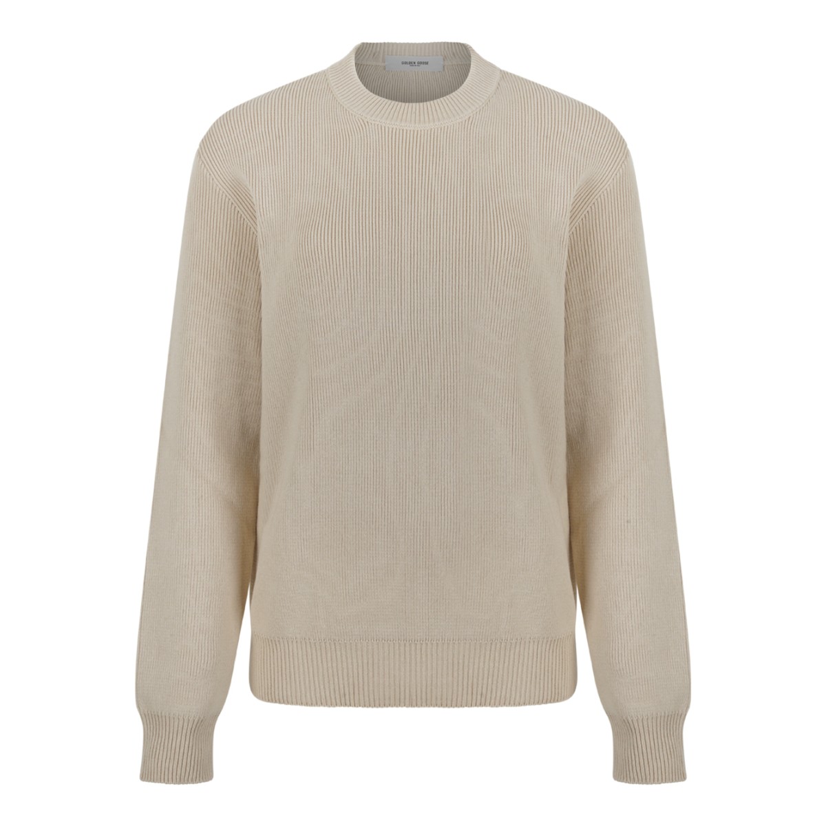 Beige Crewneck Sweater.
