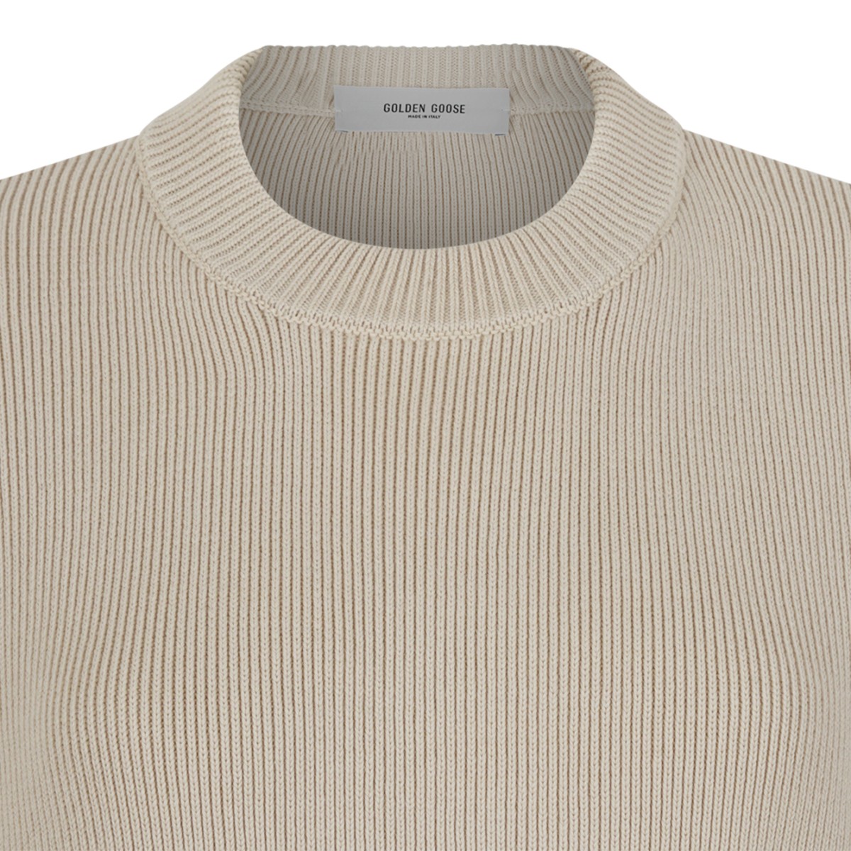 Beige Crewneck Sweater.