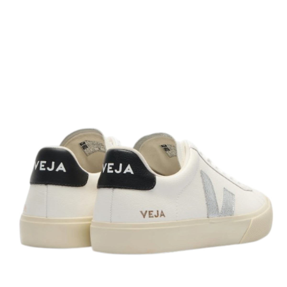 White Leather Sneakers with Grey V Logo.