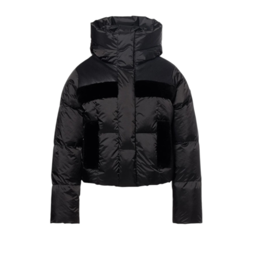 Black Hooded Puffer Jacket.