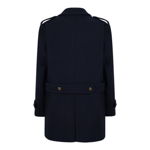 Navy Blue Double-Breasted Coat.