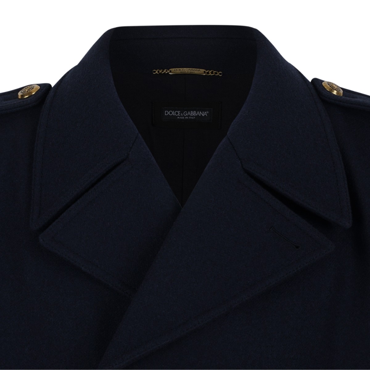 Navy Blue Double-Breasted Coat.