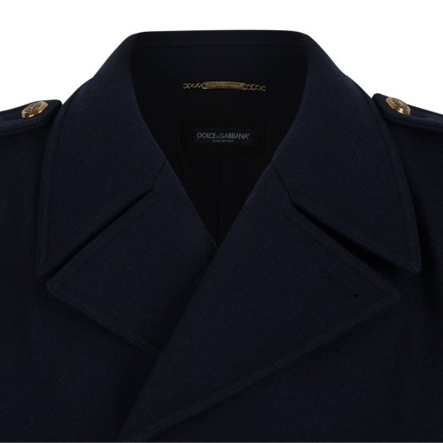 Navy Blue Double-Breasted Coat.