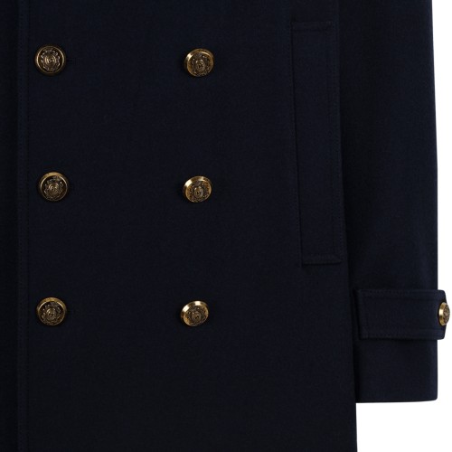 Navy Blue Double-Breasted Coat.