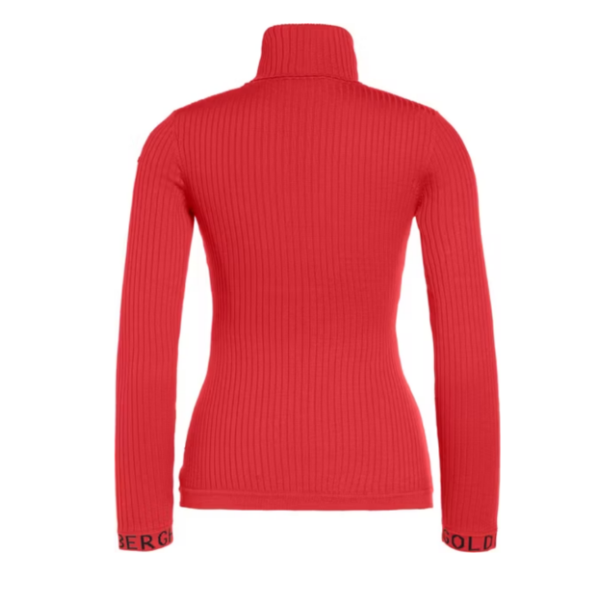 Red Ribbed Turtleneck Sweater.