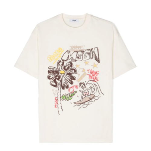 White Graphic Print T-Shirt. 
