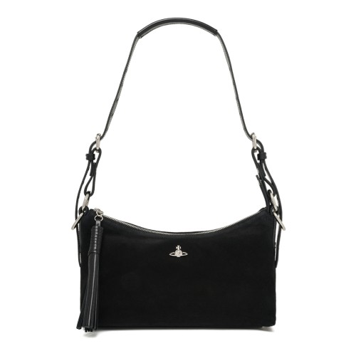 Black Leather Shoulder Bag.