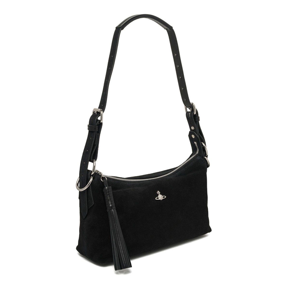 Black Leather Shoulder Bag.