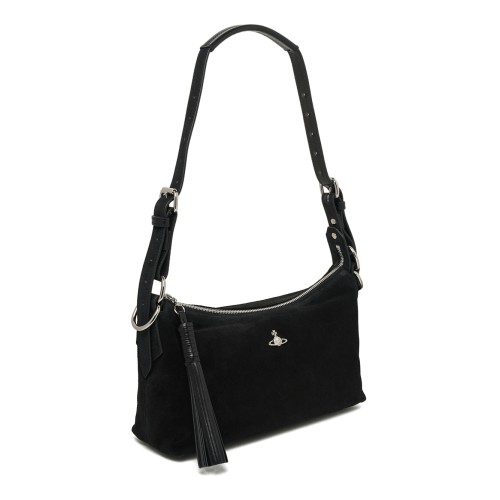 Black Leather Shoulder Bag.