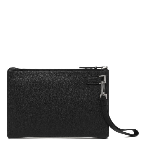 Black Leather Clutch Bag.