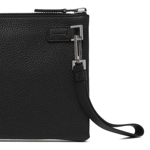 Black Leather Clutch Bag.