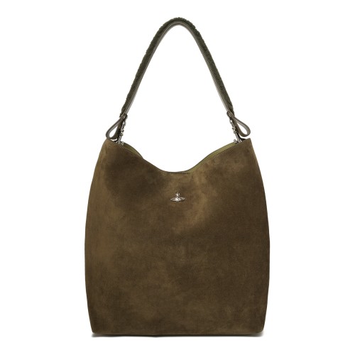 Olive Green Suede Shoulder Bag